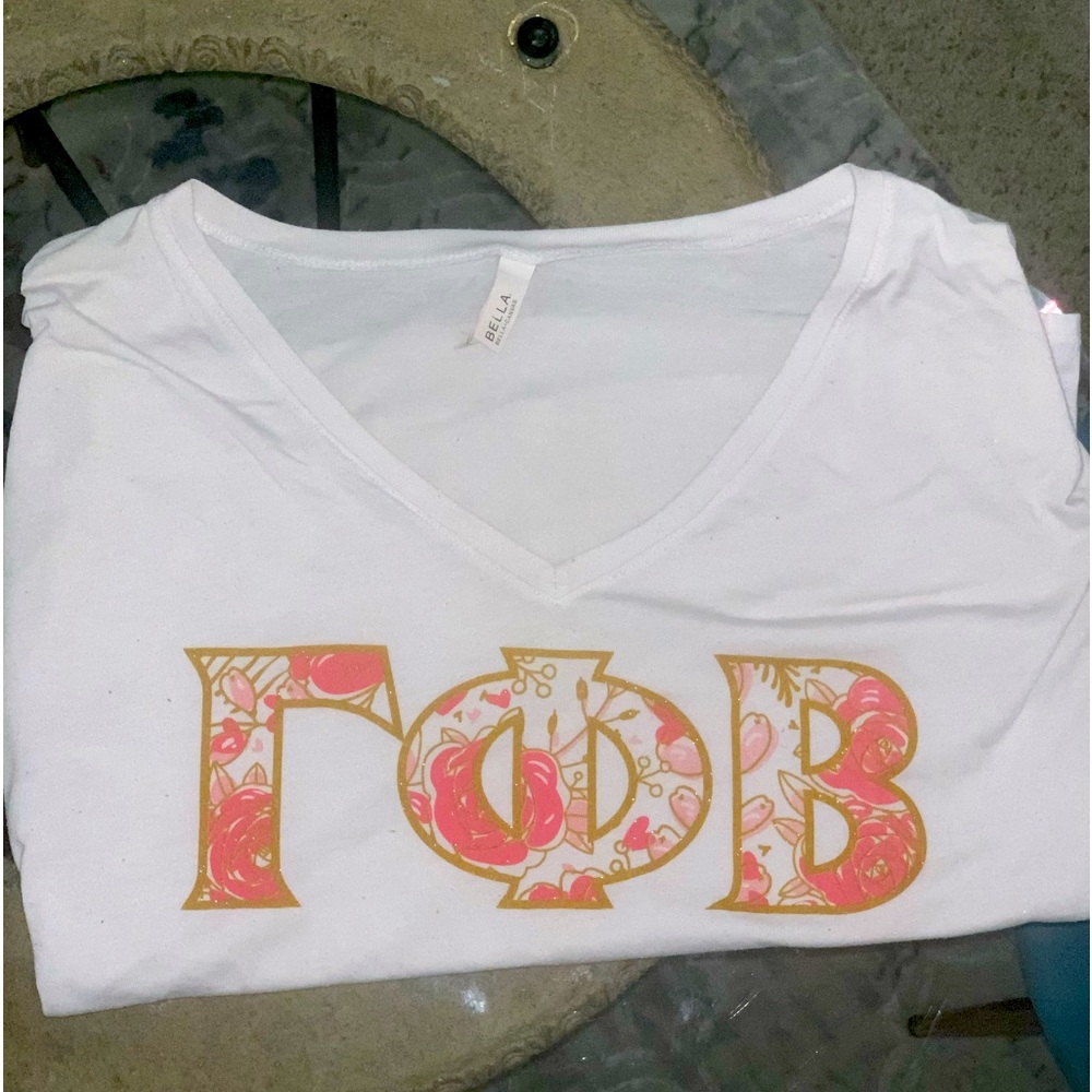 Gamma Phi Beta Sorority Floral Print Letters
